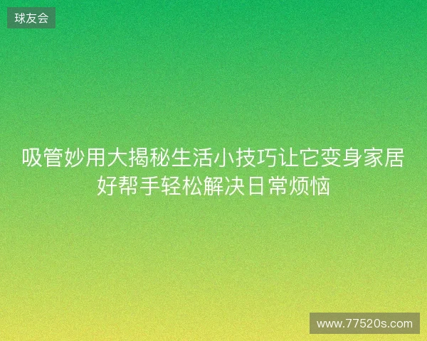 吸管妙用大揭秘生活小技巧让它变身家居好帮手轻松解决日常烦恼
